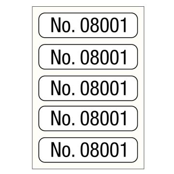 No. 08001-09000, Consecutive Number Label, 1" x 1/4"