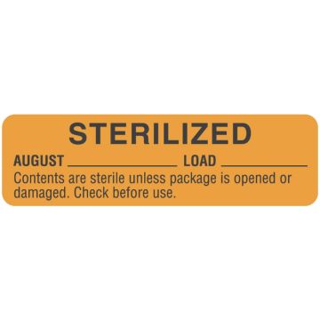 August Sterility Date Labels, 3" x 7/8"