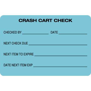 CRASH CART CHECK, 3" x 2"
