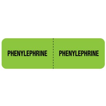 PHENYLEPHRINE, I.V. Line Identification Label, 3" x 7/8"