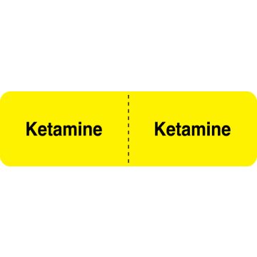 Ketamine, I.V. Line Identification Label, 3" x 7/8"