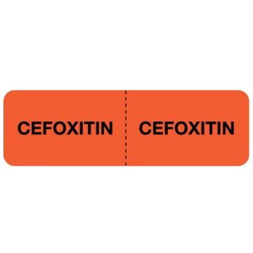 CEFOXITIN I.V. Line Identification Label, 3" x 7/8"