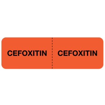 CEFOXITIN I.V. Line Identification Label, 3" x 7/8"
