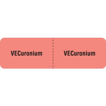 VECuronium Tallman I.V. Line Identification Label, 3" x 7/8"