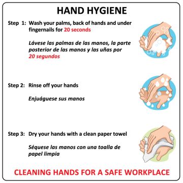 Hand Washing Sign, 6" x 6"