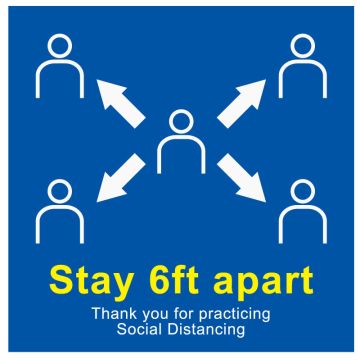 6 ft Social Distancing Label, 6" x 6"