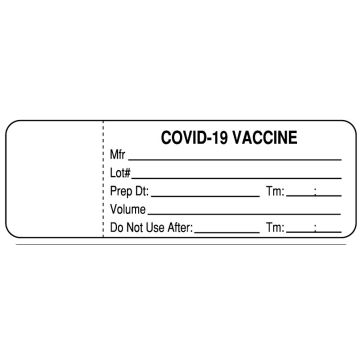 Covid-19 Vaccine Syringe Label, 3" x 1"
