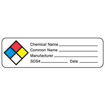 Chemical Hazard Label, 3" x 7/8"