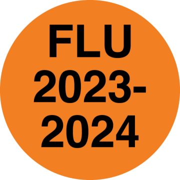 FLU 2023/2024, Orange, Laminated, 1/2" x 1/2"