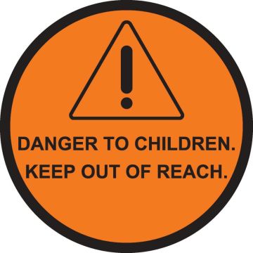 Danger To Children Keep Out Of Reach, Medication Instruction Label, 1-1/2" Dia