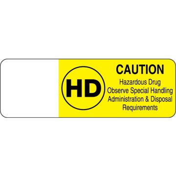 Hazardous Drug Flag Label, 3" x 1"