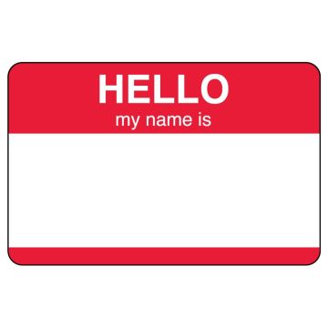 VISITOR BADGE, HELLO - RED