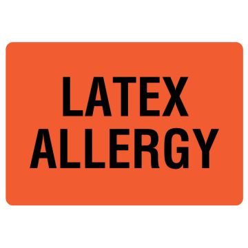 Latex Allergy, Allergy Warning Labels, 4" x 2-5/8"