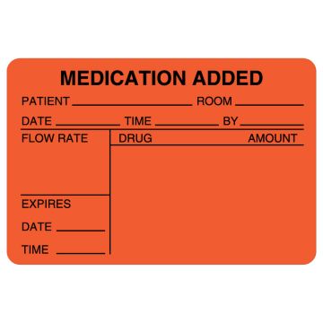 Patient Room, IV Medication Added Label, 3" x 2"