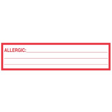Allergic, Allergy Alert Label, 5" x 1-3/8"