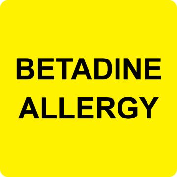 Betadine Allergy Label