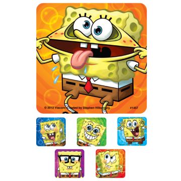 Spongebob Closeup Faces, Kids' Sticker, 2-1/2" x 2-1/2"