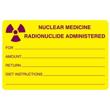 Nuclear Medicine Communication Label, 4" x 2-5/8"