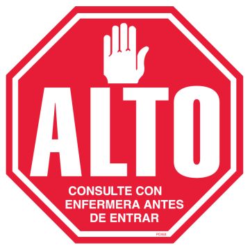 Stop Sign Infection Control Labels, 6" x 6",Spanish