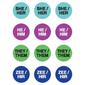 Pronoun Gender Labels, 1/2" Dia