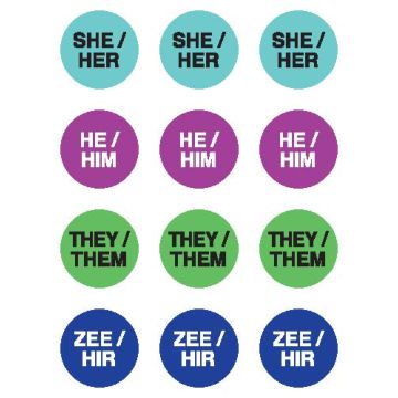 Pronoun Gender Labels, 1/2" Dia