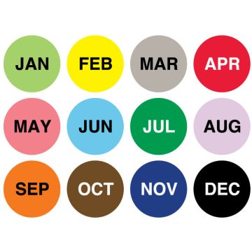 January Through December, Inventory Month Kit, 12 Month Rolls, 500/Roll, 1" Dia