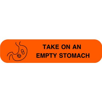 TAKE ON EMPTY STOMACH, Medication Instruction Label, 1-5/8" x 3/8"