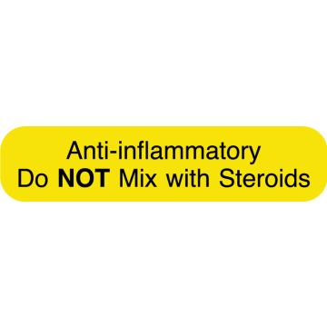 Anti-Inflammatory Do Not Mix With Steroids, Medication Instruction Label,1-5/8" x 3/8"