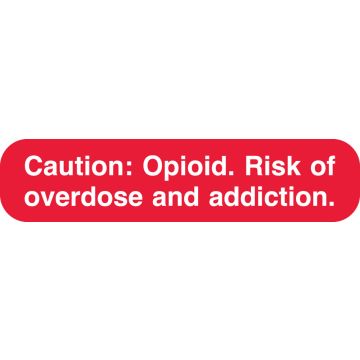 Caution: Opioid, Red, Medication Instruction Label, 1-5/8" x 3/8"