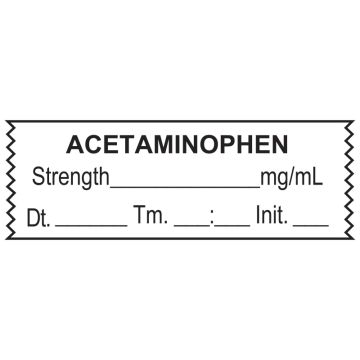 Anesthesia Tape, ACETAMINOPHEN mg/mL, Date Time Initial, 1-1/2" x 1/2"