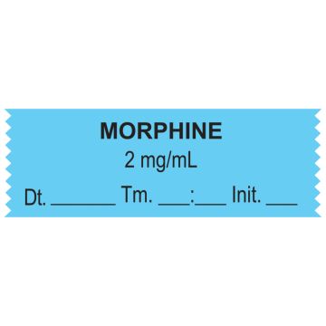 Anesthesia Tape, MORPHINE  2 mg/mL, Date Time Initial, 1-1/2" x 1/2"