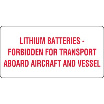 Lithium Ion Batteries Aircraft And Vessel, Shipping Label, 4" x 2"