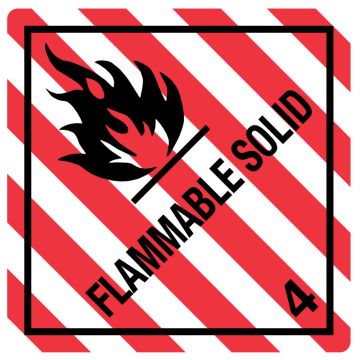 FLAMMABLE SOLID, Shipping Label,  4" x 4"