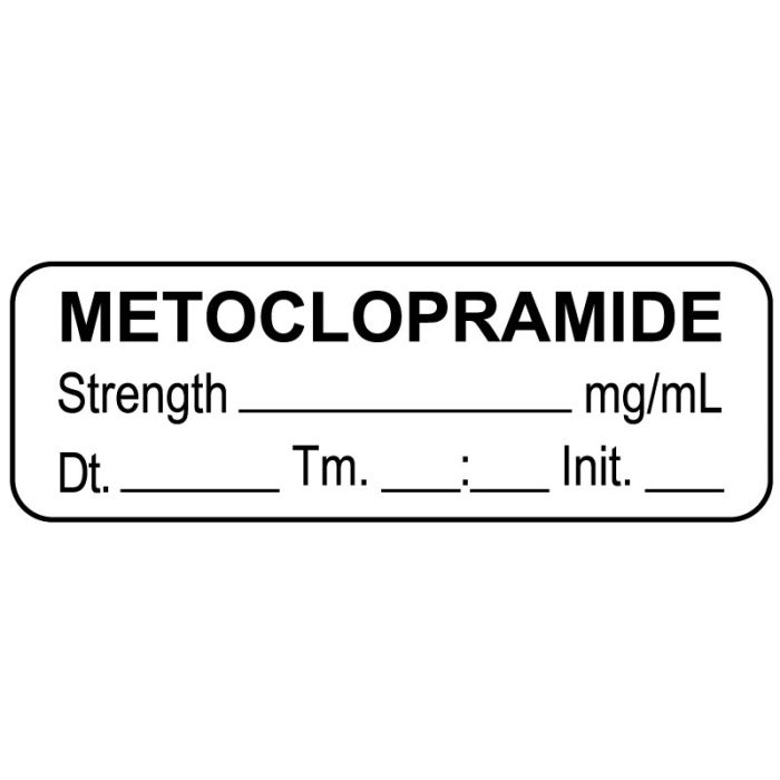 Anesthesia Label, Metoclopramide mg/mL Date Time Initial, 1-1/2" x 1/2" main product photo