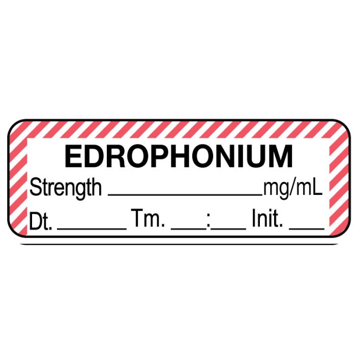 Anesthesia Label, Edrophonium mg/mL Date Time Initial, 1-1/2" x 1/2" main product photo