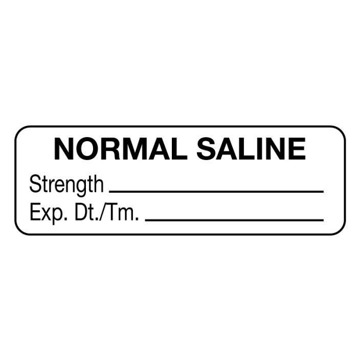 Anesthesia Label, Normal Saline, 1-1/2" x 1/2" main product photo