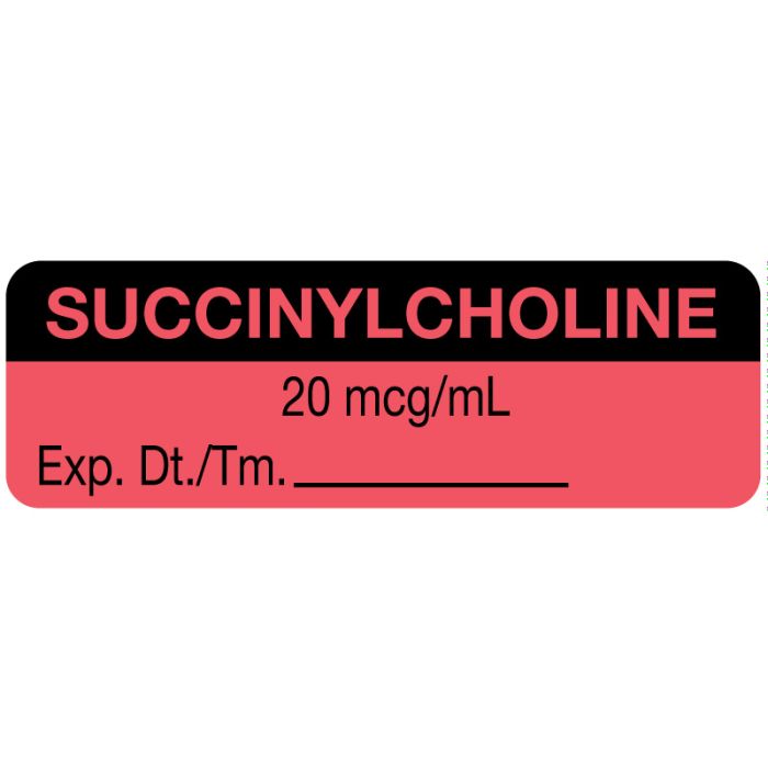 Anesthesia Label, Succinylcholine 20 mg/mL, 1-1/2" x 1/2" main product photo