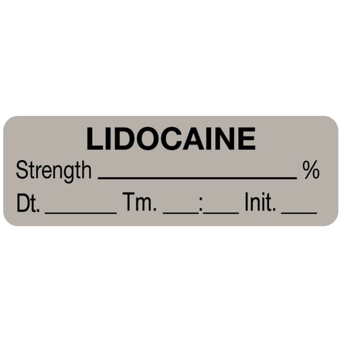 Anesthesia Label, Lidocaine % Date Time Initial, 1-1/2" x 1/2" main product photo
