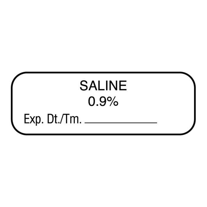 Anesthesia Label, Saline 0.9%, 1-1/2" x 1/2" main product photo