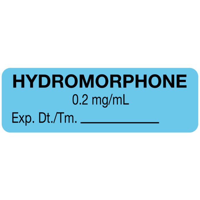 Anesthesia Label, Hydromorphone 0.2mg/mL, 1-1/2" x 1/2" main product photo