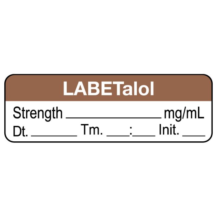 Anesthesia Label, Labetalol mg/mL Date Time Initial, 1-1/2 x 1/2