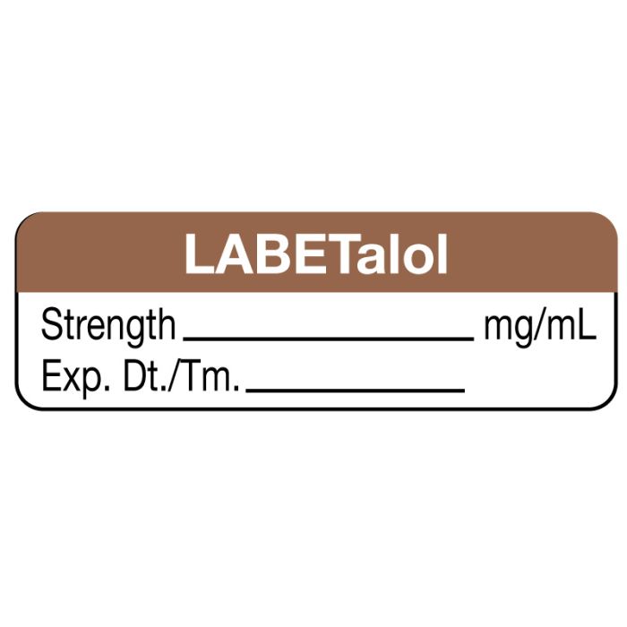 Anesthesia Label, Labetalol mg/mL Date Time Initial, 1-1/2 x 1/2