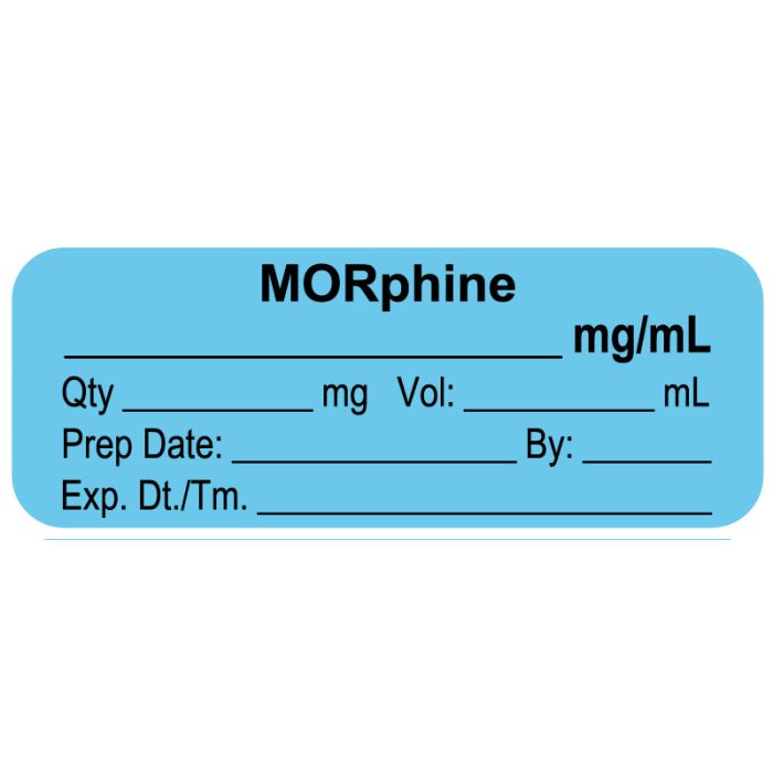 Anesthesia Label, MORphine mg/mL, 2" x 3/4" main product photo