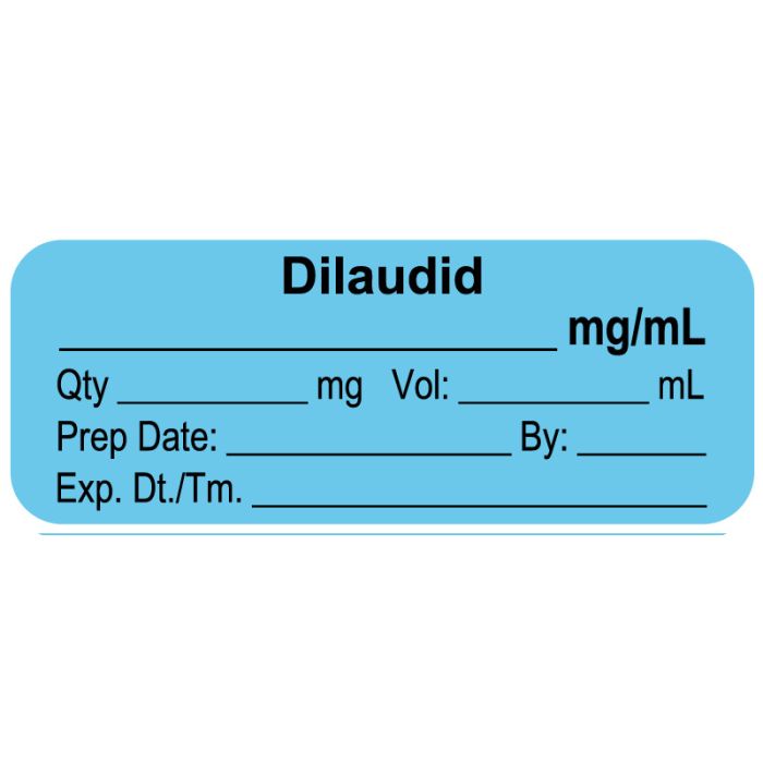 Anesthesia Label, Dilaudid mg/mL, 2" x 3/4" main product photo