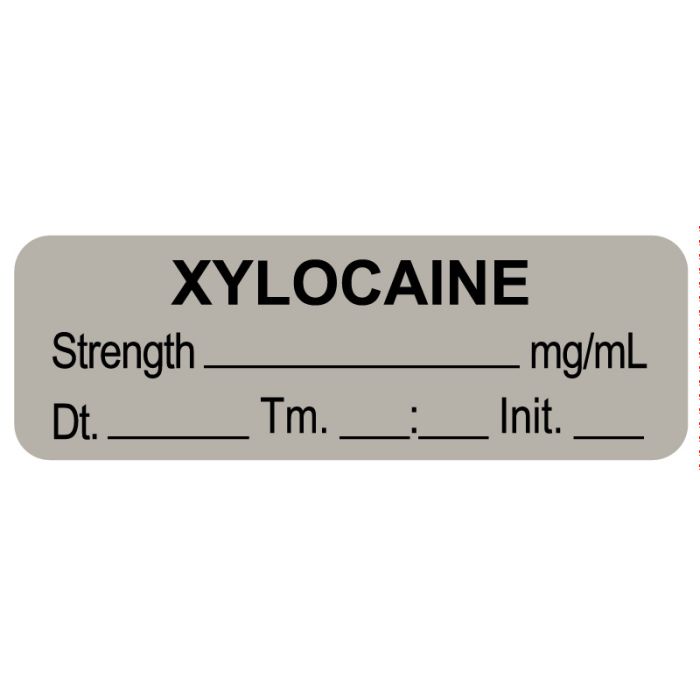 Anesthesia Label, Xylocaine, mg/mL DTI 1-1/2" x 1/2" main product photo
