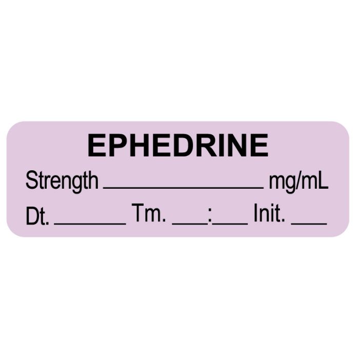 Anesthesia Label, Ephedrine mg/mL DTI 1-1/2" x 1/2" main product photo