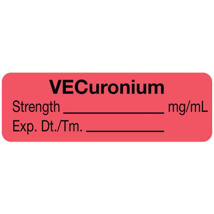 Anesthesia Label, VECuronium mg/mL, 1-1/2" x 1/2" main product photo