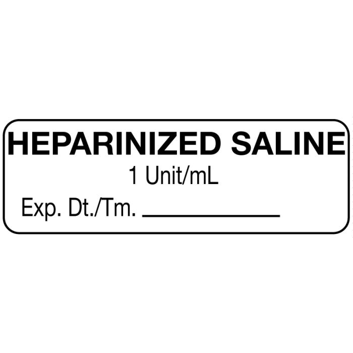 Anesthesia Label, Heparanized Saline 1 Unit/mL , 1-1/2" x 1/2" main product photo