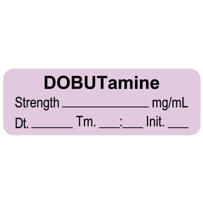 Anesthesia Label, Dobutamine mg/mL Date Time Initial, 1-1/2" x 1/2" main product photo