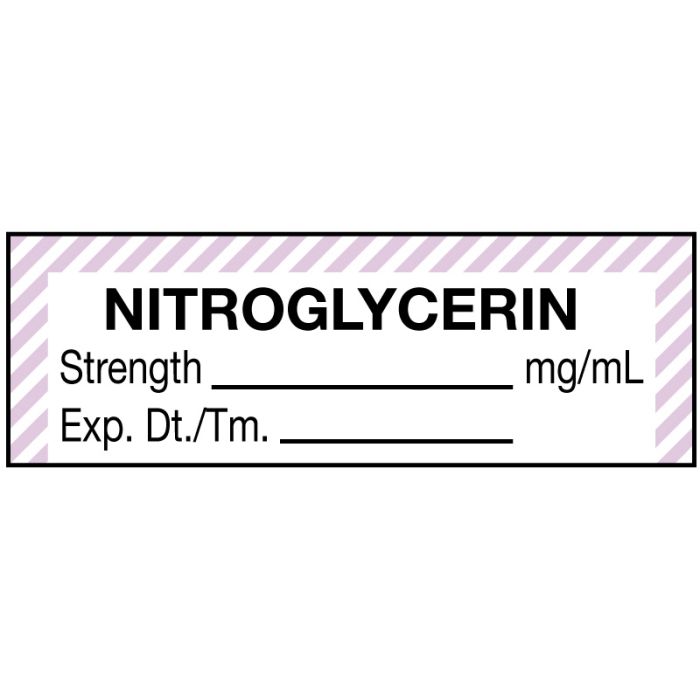 Anesthesia Label, Nitroglycerine mg/mL, 1-1/2" x 1/2" main product photo